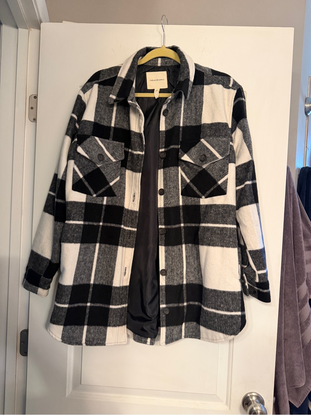 Black and white plaid shacket